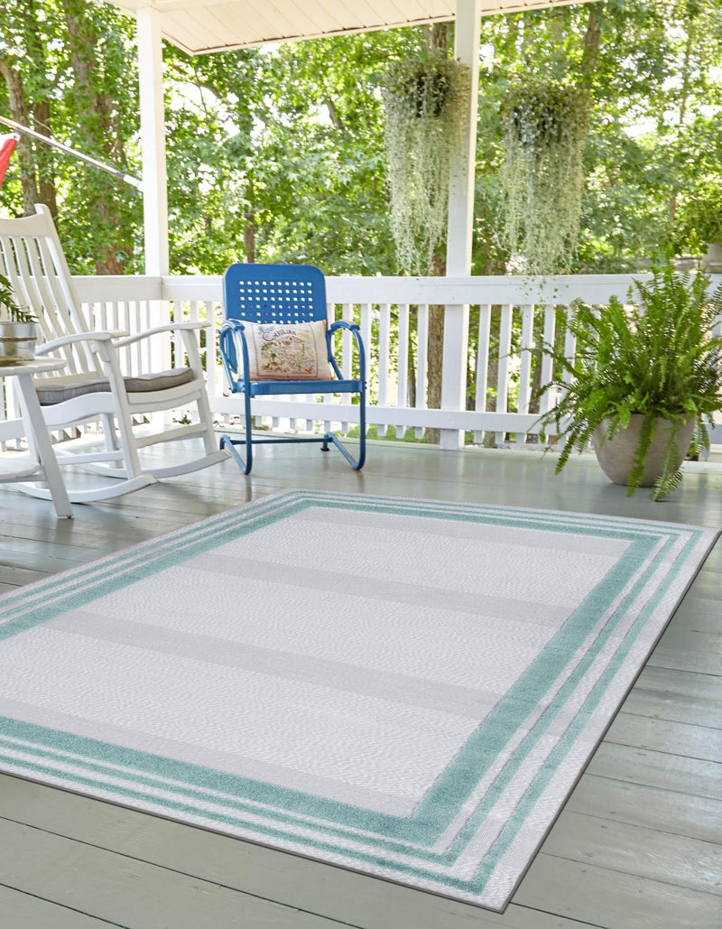 Bahama Breeze Outdoor Collection Area Rug -  Abaco Rectangle Gray Teal  lifestyle 24
