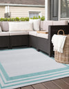 Bahama Breeze Outdoor Collection Area Rug -  Abaco Square Gray Teal  lifestyle 113