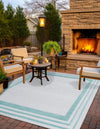 Bahama Breeze Outdoor Collection Area Rug -  Abaco Square Gray Teal  lifestyle 131