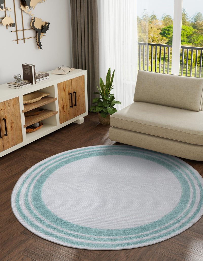 Bahama Breeze Outdoor Collection Area Rug -  Abaco Round Gray Teal  lifestyle 97