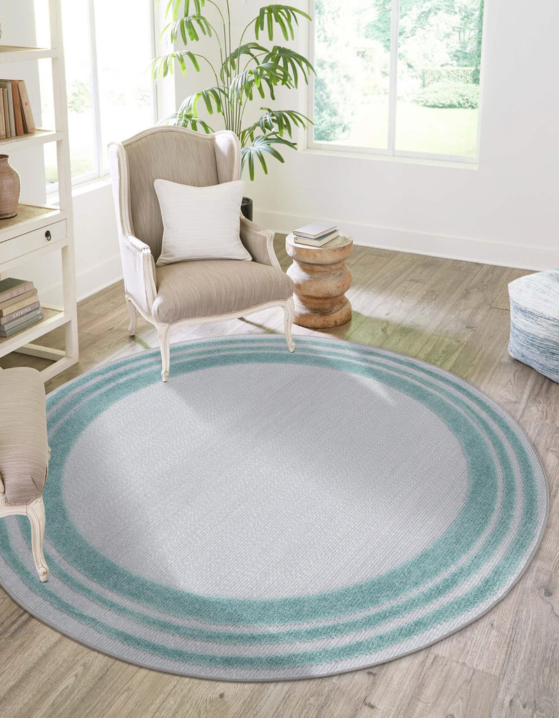 Bahama Breeze Outdoor Collection Area Rug -  Abaco Round Gray Teal  lifestyle 109