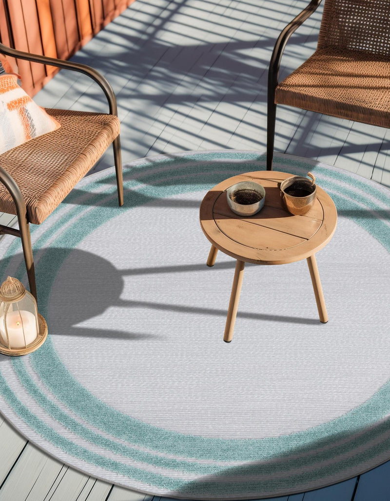 Bahama Breeze Outdoor Collection Area Rug -  Abaco Round Gray Teal  lifestyle 127