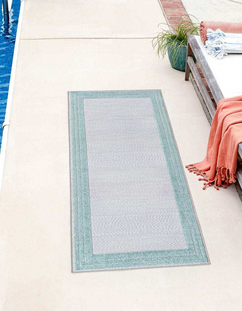 Bahama Breeze Outdoor Collection Area Rug -  Abaco Runner Gray Teal  lifestyle 116