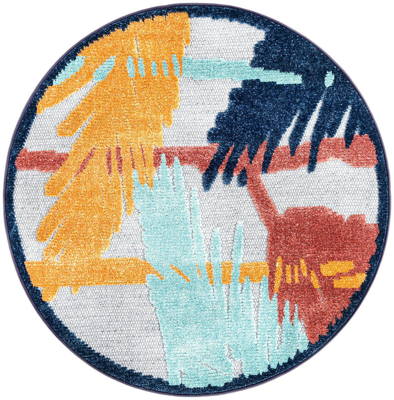 Caribbean Terrace Collection Area Rug - Antigua Round Gray  lifestyle 72