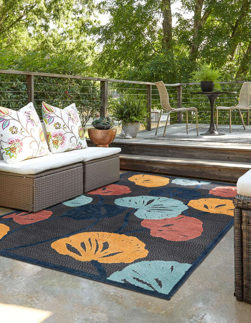Caribbean Terrace Collection Area Rug -  Grenada Rectangle Charcoal  lifestyle 6