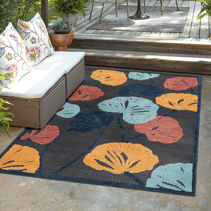 Caribbean Terrace Collection Area Rug -  Grenada Rectangle Charcoal  lifestyle 28