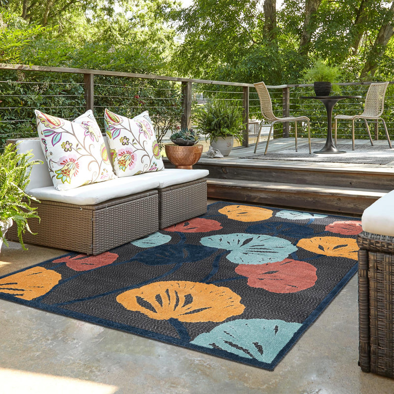 Caribbean Terrace Collection Area Rug -  Grenada Rectangle Charcoal  lifestyle 30