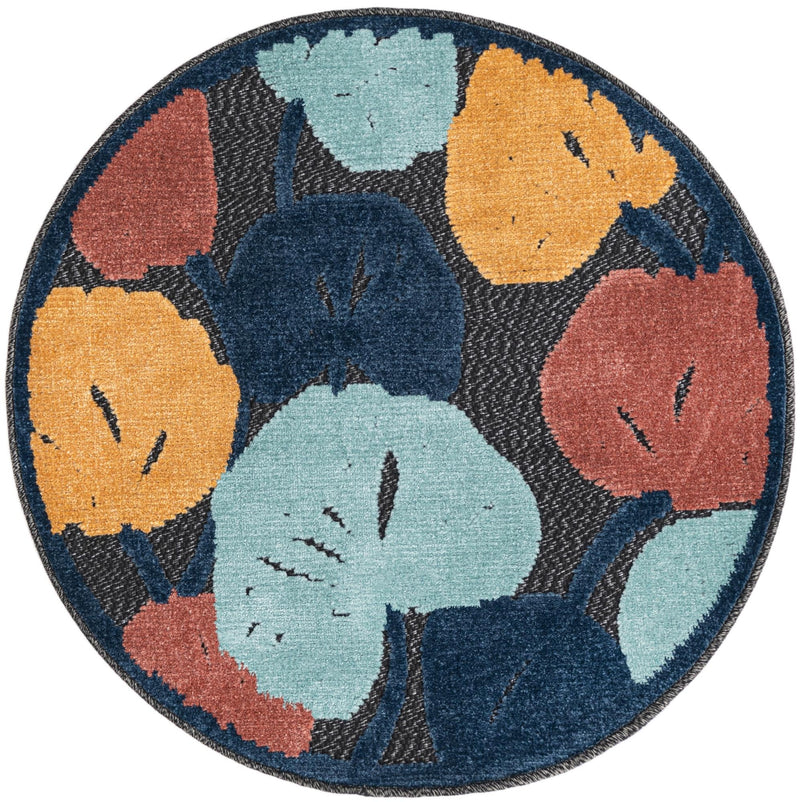 Caribbean Terrace Collection Area Rug -  Grenada Round Charcoal  lifestyle 35