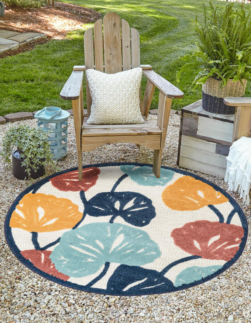 Caribbean Terrace Collection Area Rug -  Grenada Round Ivory  lifestyle 38