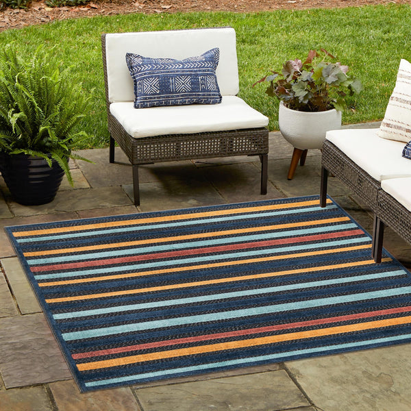 Caribbean Terrace Collection Area Rug -  Martinique Square Charcoal  lifestyle 55