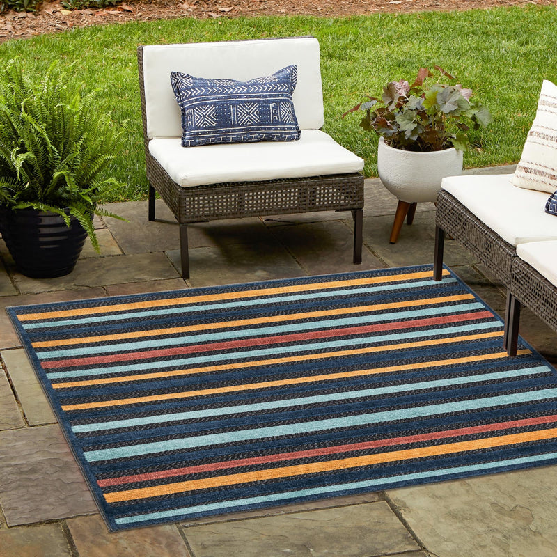 Caribbean Terrace Collection Area Rug -  Martinique Square Charcoal  lifestyle 55