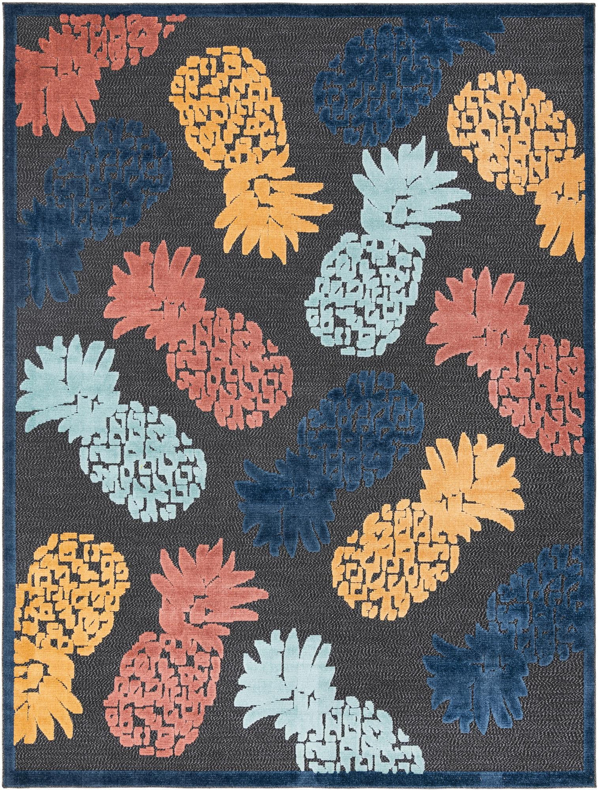 Caribbean Terrace Collection Area Rug -  Nevis Rectangle Black Main