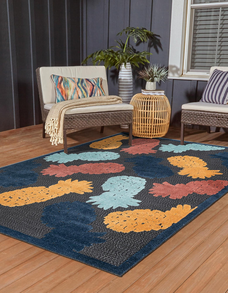 Caribbean Terrace Collection Area Rug -  Nevis Rectangle Black  lifestyle 3