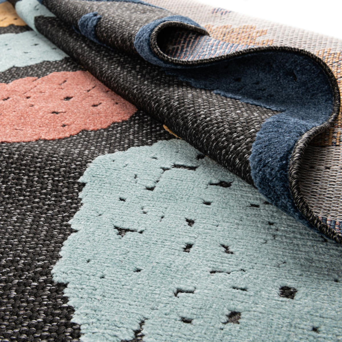 Caribbean Terrace Collection Area Rug -  Nevis Rectangle Black  lifestyle 12