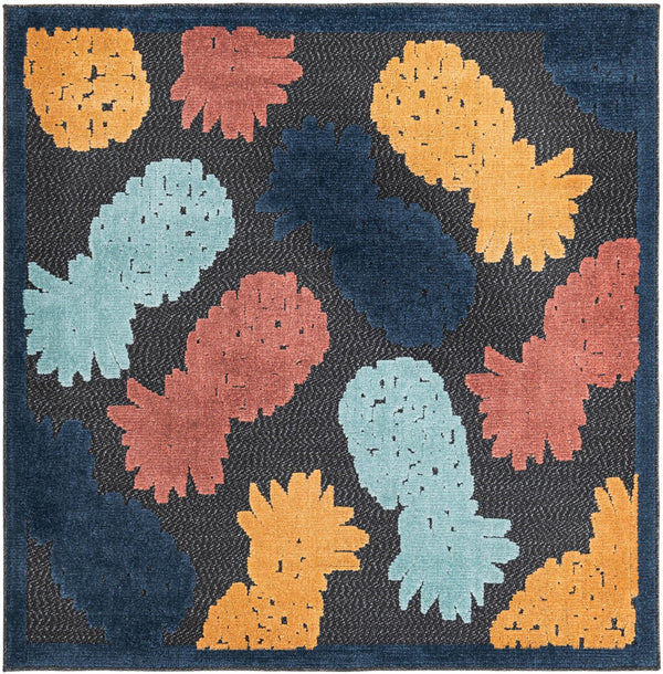 Caribbean Terrace Collection Area Rug -  Nevis Square Black  lifestyle 16