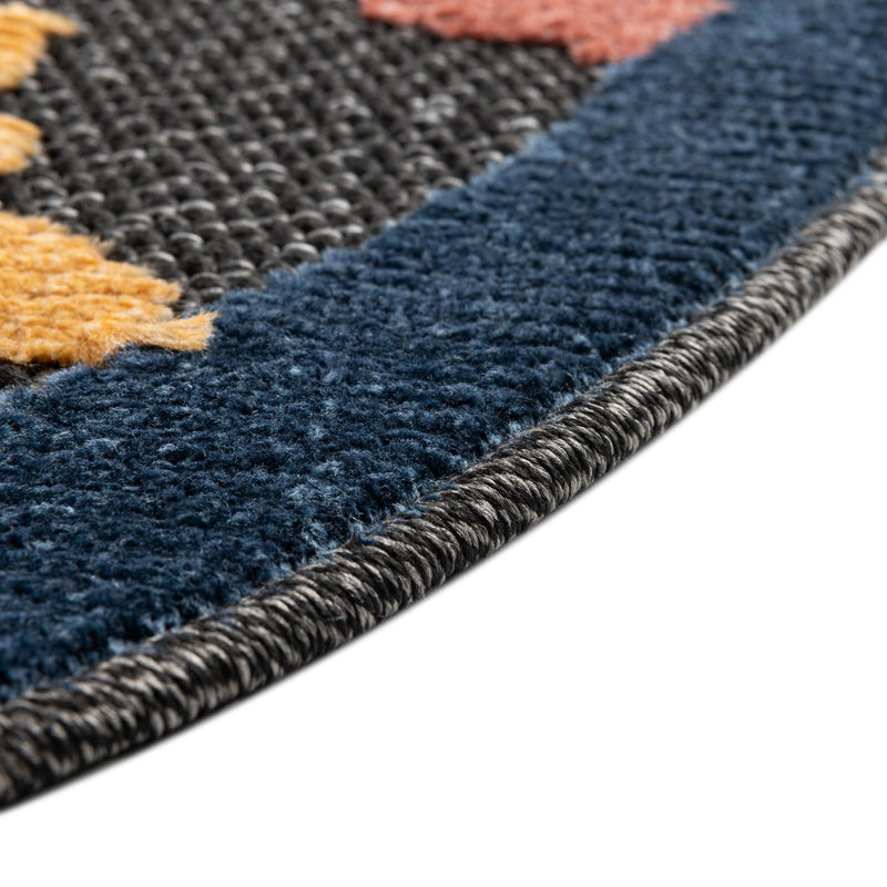 Caribbean Terrace Collection Area Rug -  Nevis Round Black  lifestyle 42