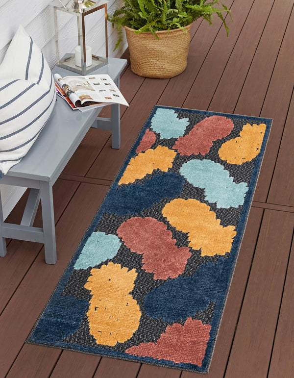 Caribbean Terrace Collection Area Rug -  Nevis Runner Black  lifestyle 23