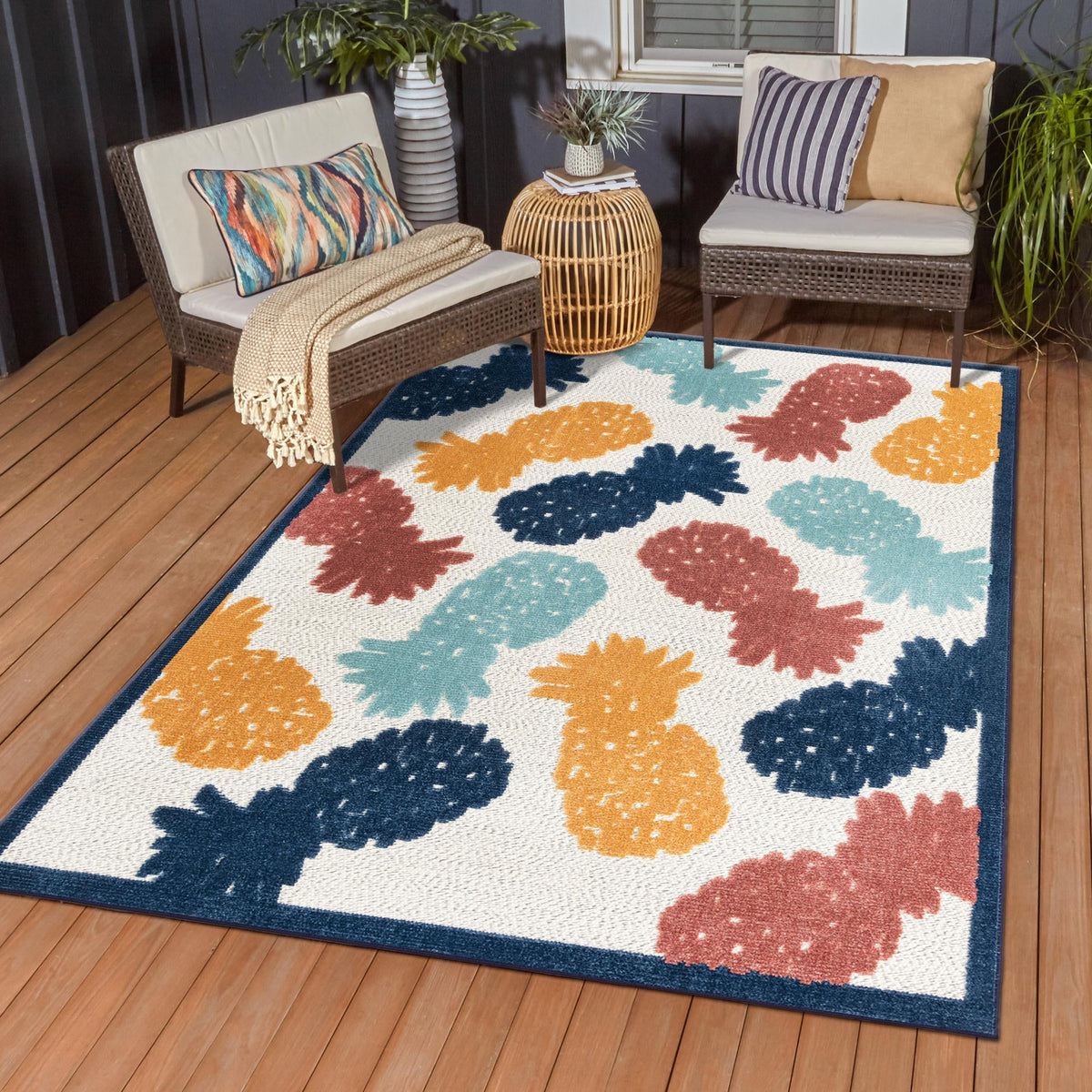Caribbean Terrace Collection Area Rug -  Nevis Rectangle White  lifestyle 17