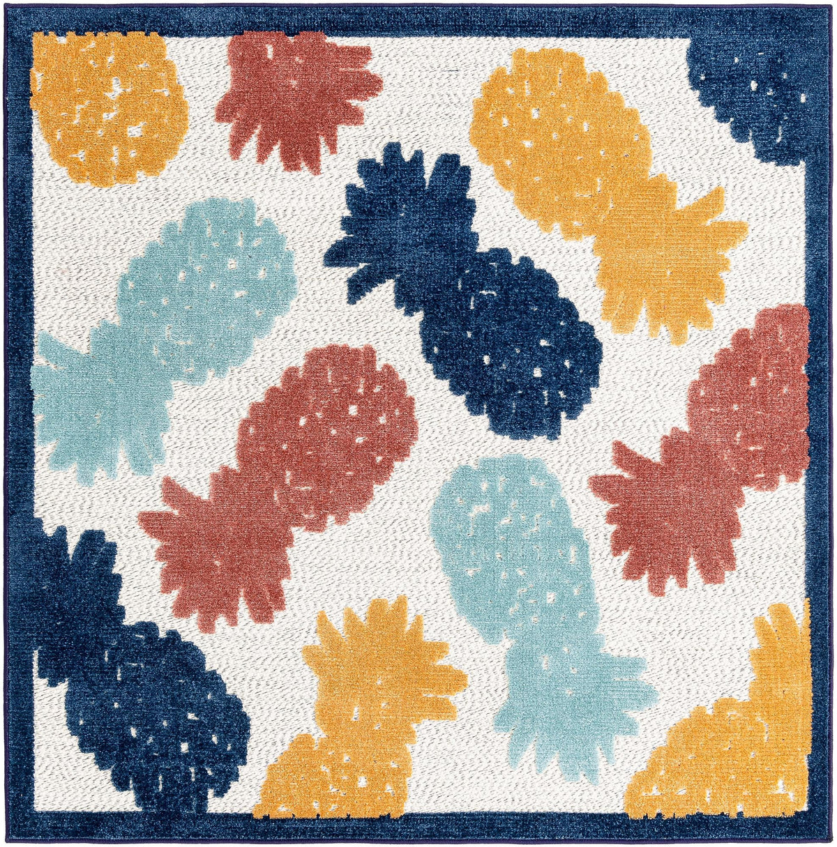 Caribbean Terrace Collection Area Rug -  Nevis Square White  lifestyle 64