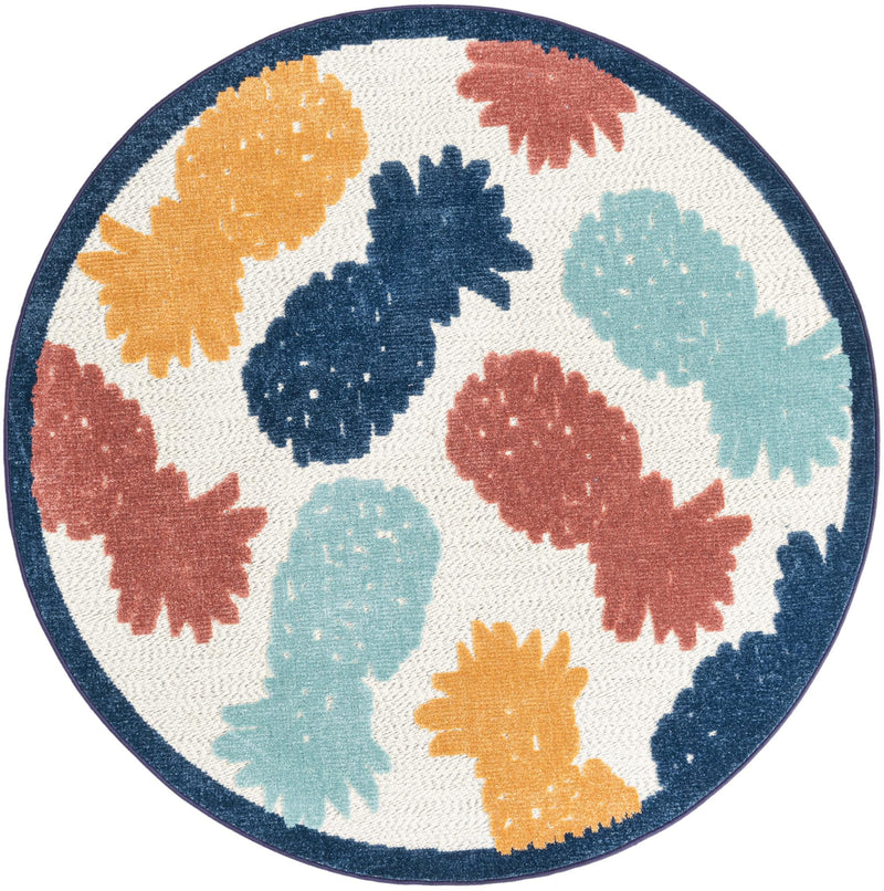 Caribbean Terrace Collection Area Rug -  Nevis Round White  lifestyle 19
