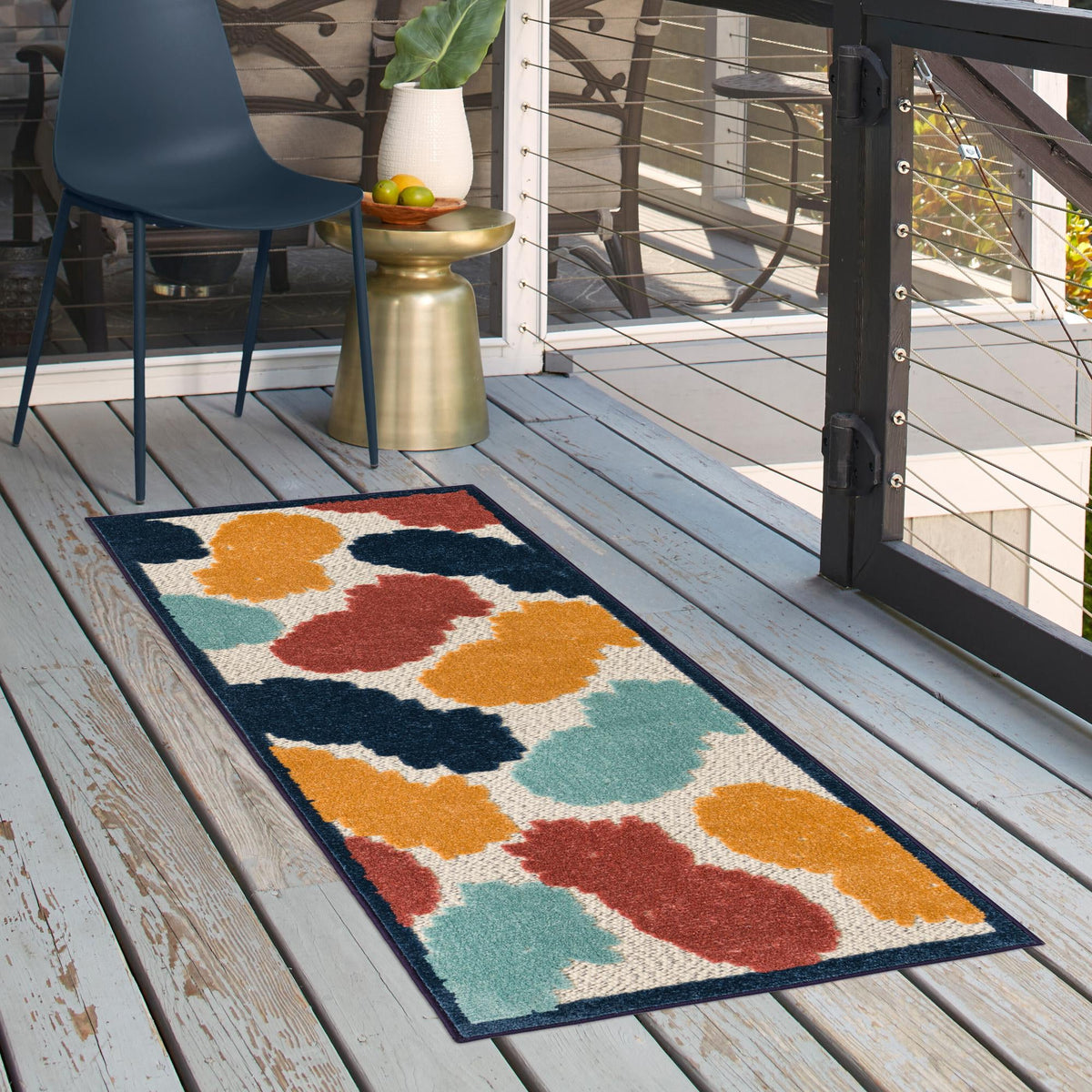 Caribbean Terrace Collection Area Rug -  Nevis Runner White  lifestyle 86