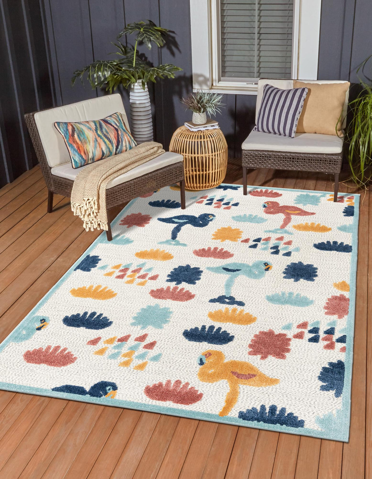 Caribbean Terrace Collection Area Rug -  StLucia Rectangle White  lifestyle 2