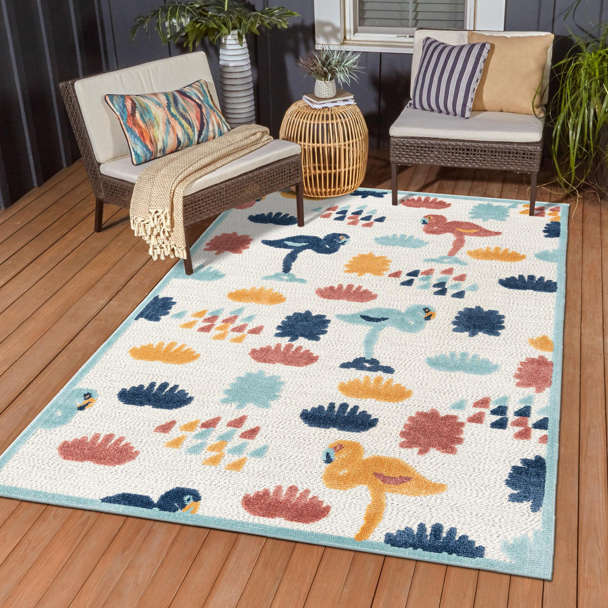 Caribbean Terrace Collection Area Rug -  StLucia Rectangle White  lifestyle 14