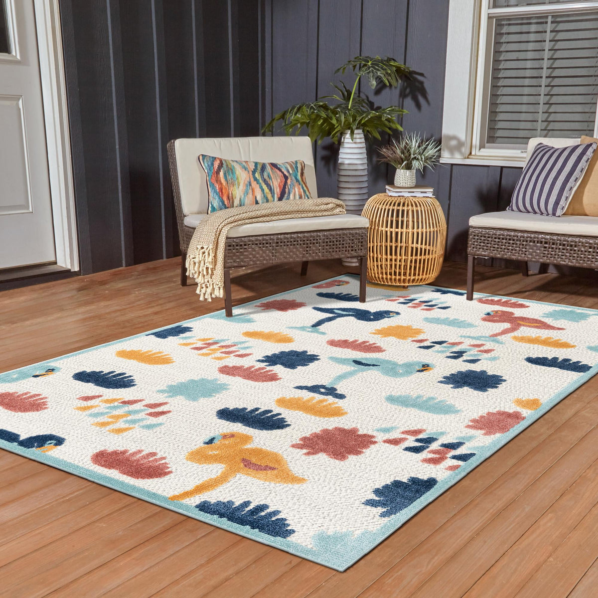 Caribbean Terrace Collection Area Rug -  StLucia Rectangle White  lifestyle 15