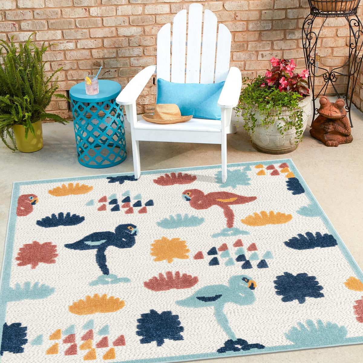 Caribbean Terrace Collection Area Rug -  StLucia Square White  lifestyle 55