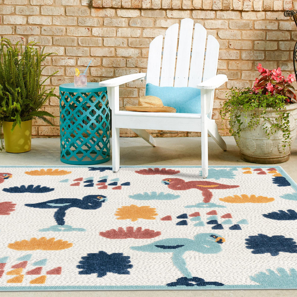 Caribbean Terrace Collection Area Rug -  StLucia Square White  lifestyle 57