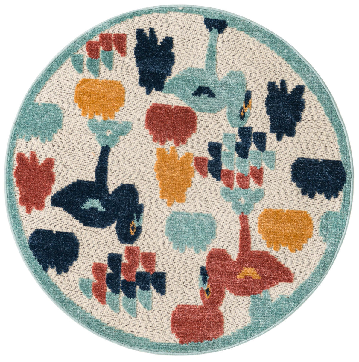 Caribbean Terrace Collection Area Rug -  StLucia Round White  lifestyle 17