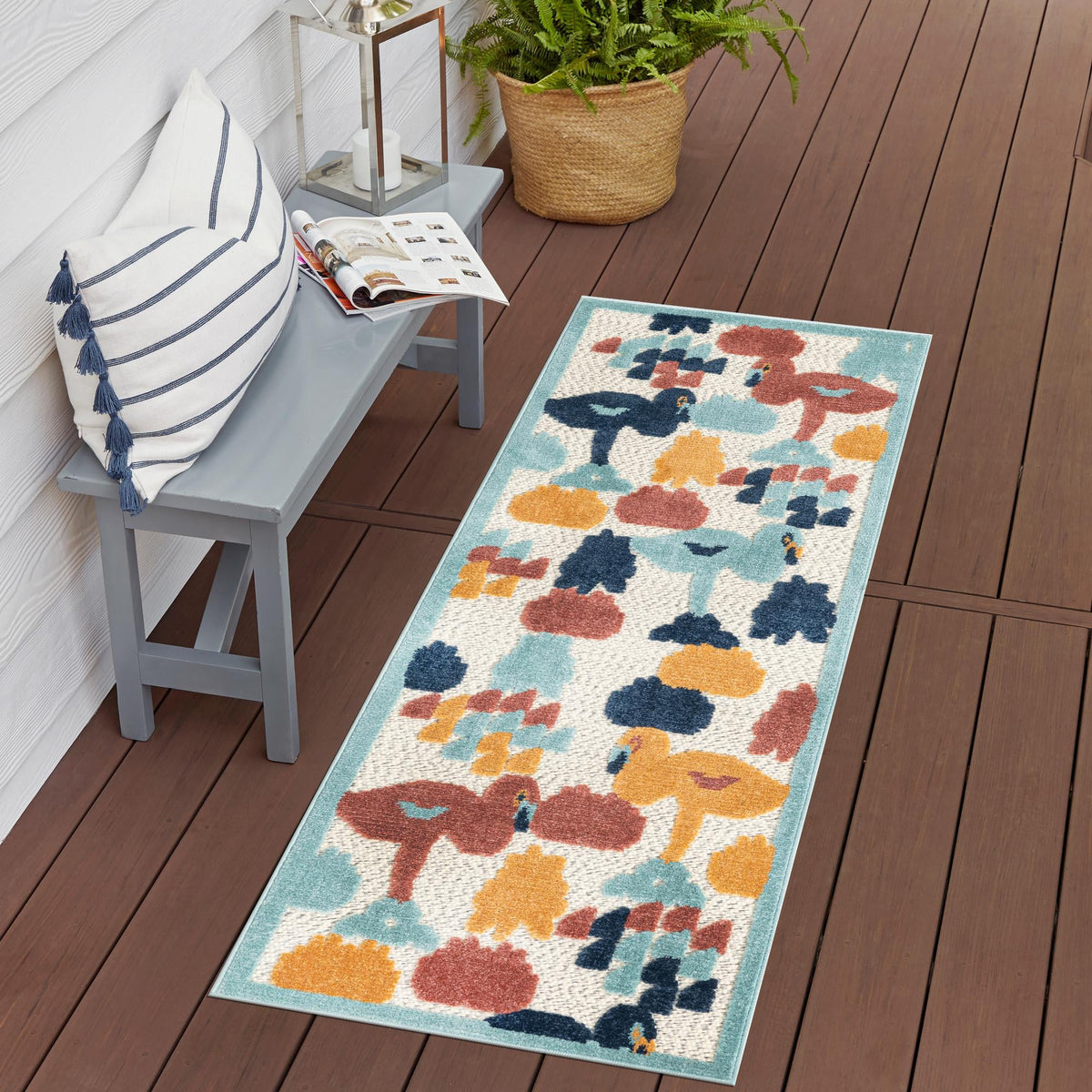 Caribbean Terrace Collection Area Rug -  StLucia Runner White  lifestyle 56