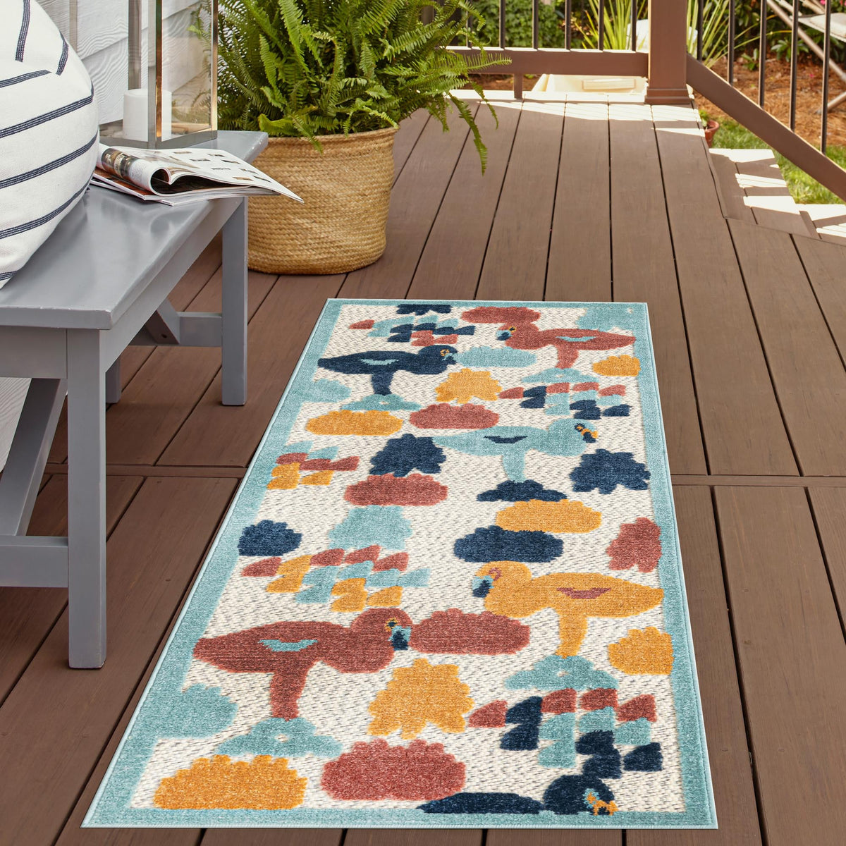 Caribbean Terrace Collection Area Rug -  StLucia Runner White  lifestyle 58