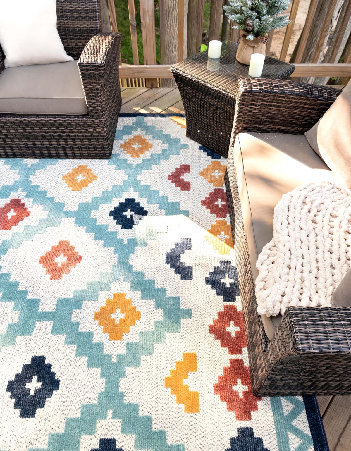Caribbean Terrace Collection Area Rug -  Tobago Rectangle Ivory  lifestyle 7