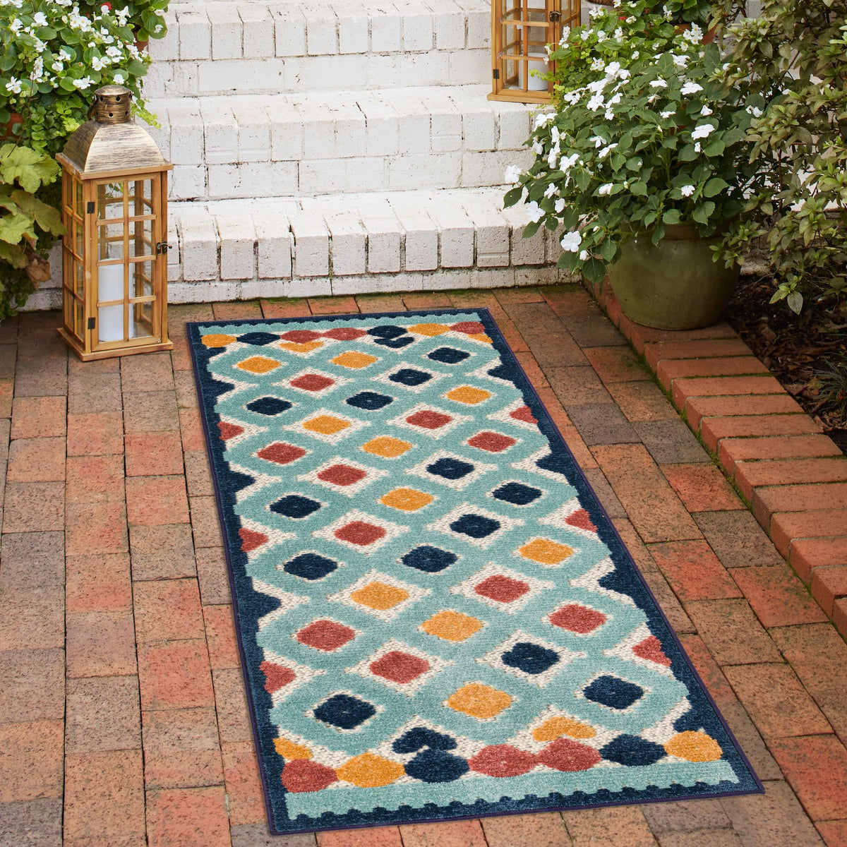 Caribbean Terrace Collection Area Rug -  Tobago Runner Ivory  lifestyle 114