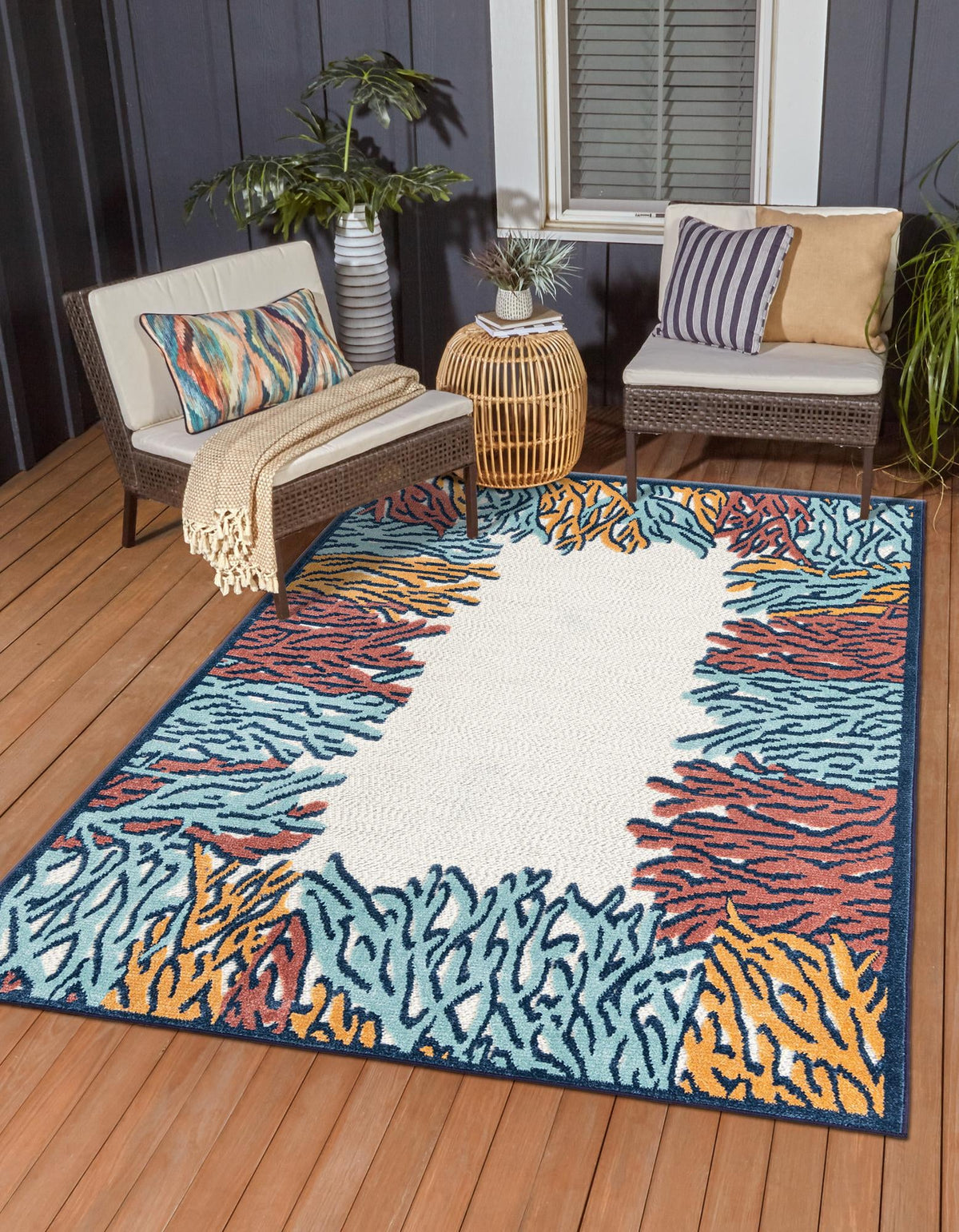 Caribbean Terrace Collection Area Rug -  Tortola Rectangle Multi  lifestyle 2