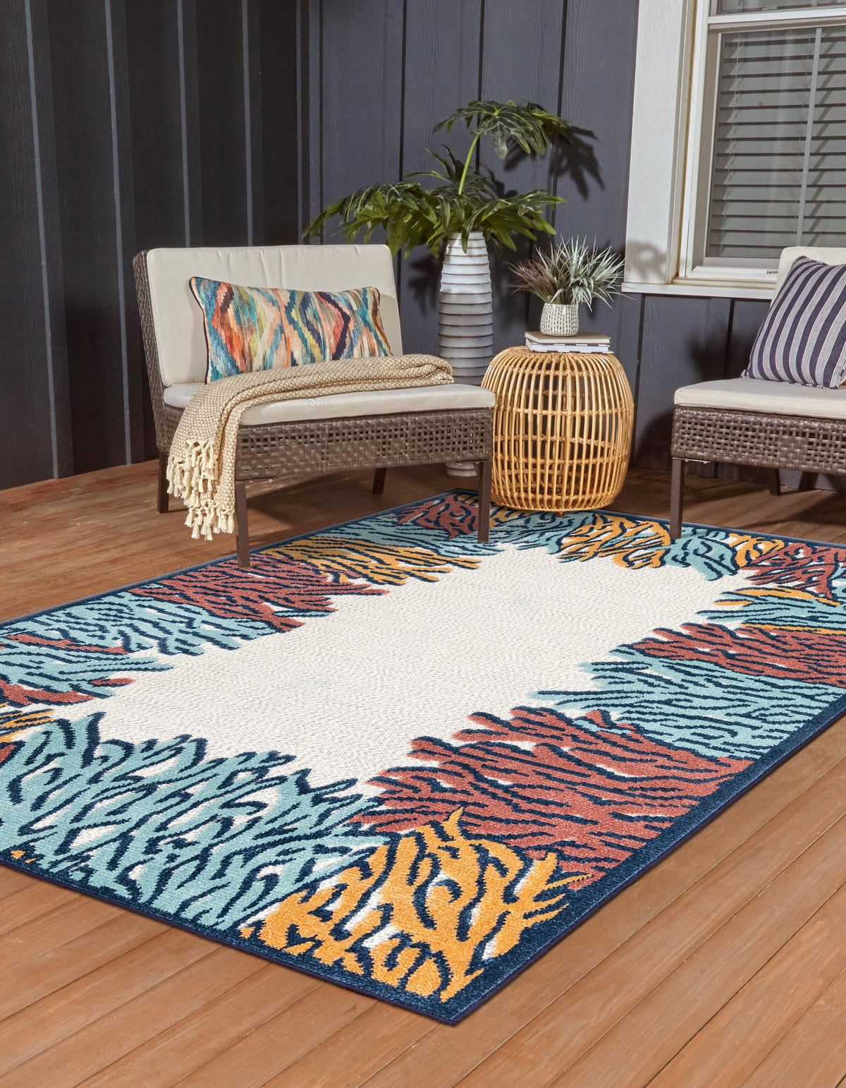 Caribbean Terrace Collection Area Rug -  Tortola Rectangle Multi  lifestyle 3