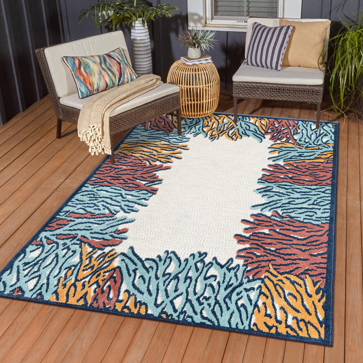Caribbean Terrace Collection Area Rug -  Tortola Rectangle Multi  lifestyle 14