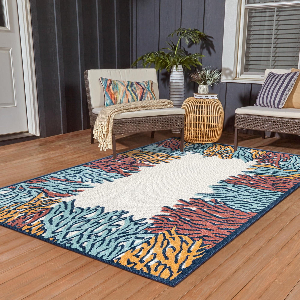 Caribbean Terrace Collection Area Rug -  Tortola Rectangle Multi  lifestyle 15