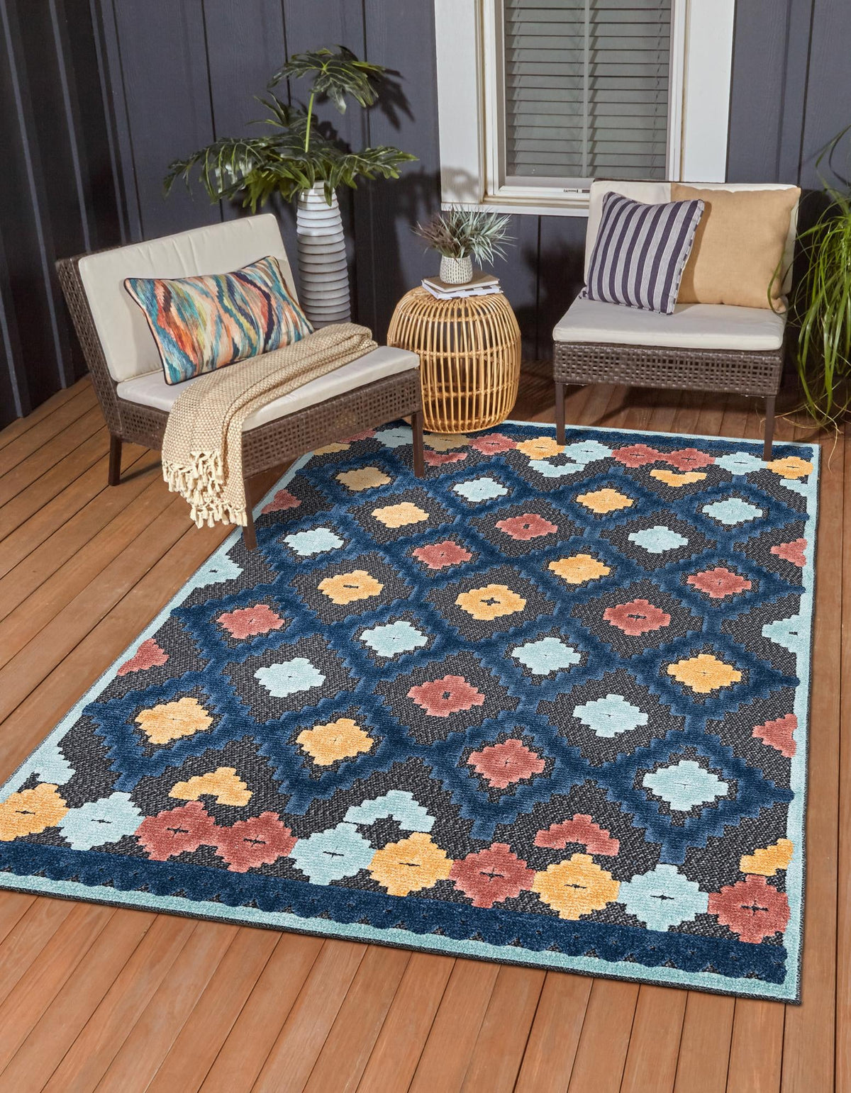 Caribbean Terrace Collection Area Rug -  Tobago Rectangle Charcoal  lifestyle 4