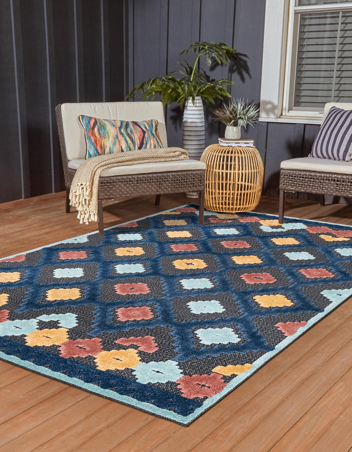 Caribbean Terrace Collection Area Rug -  Tobago Rectangle Charcoal  lifestyle 6