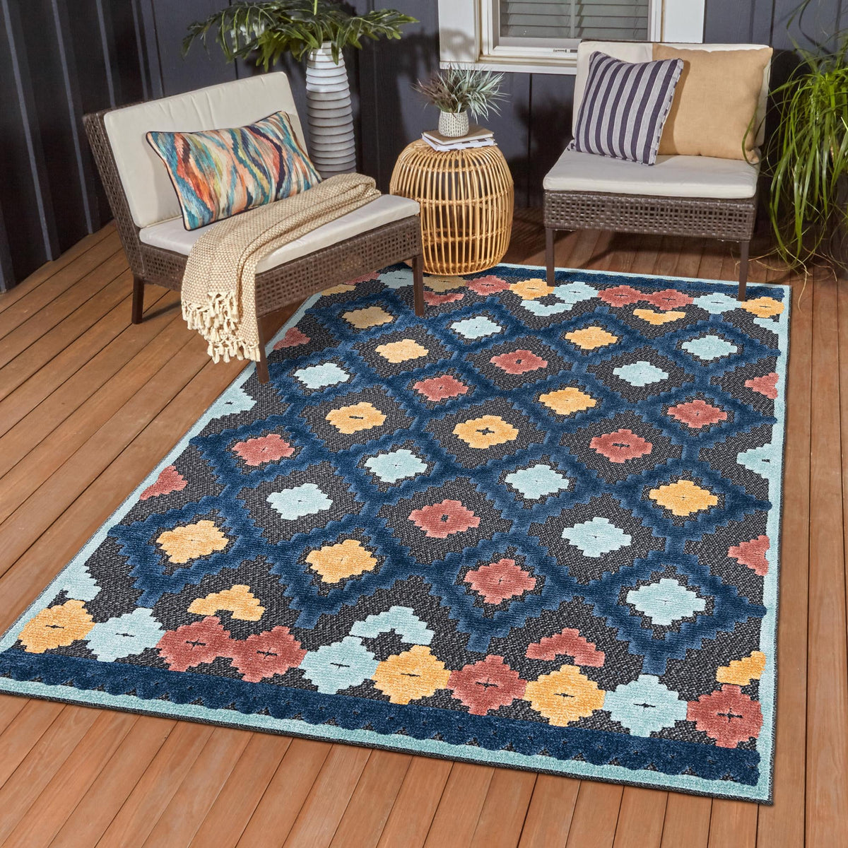Caribbean Terrace Collection Area Rug -  Tobago Rectangle Charcoal  lifestyle 28