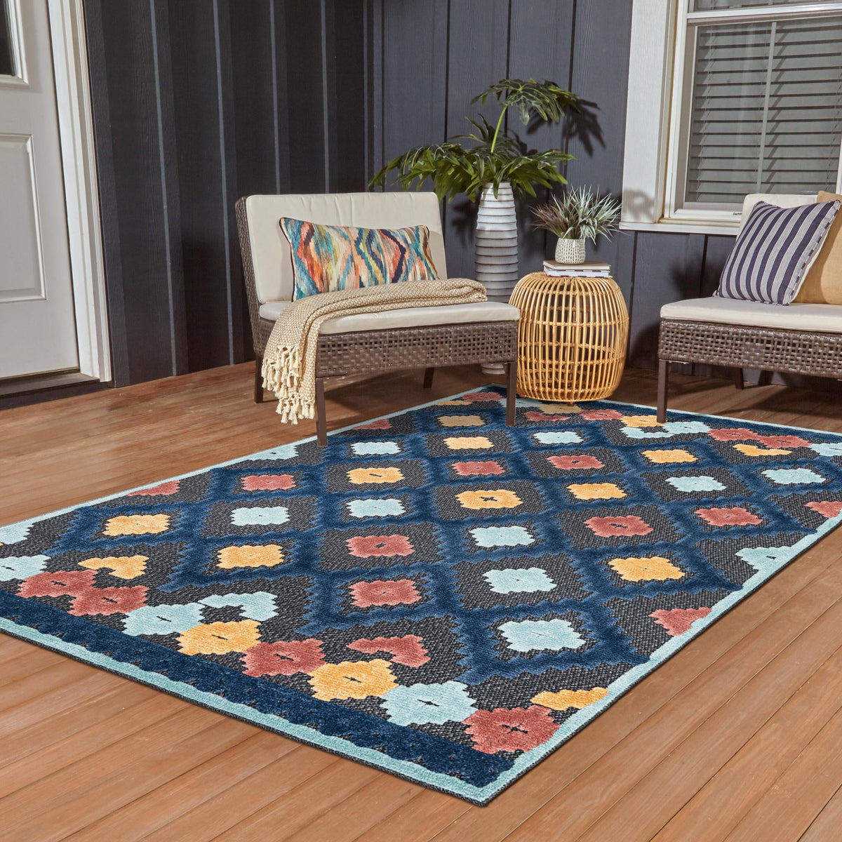 Caribbean Terrace Collection Area Rug -  Tobago Rectangle Charcoal  lifestyle 29