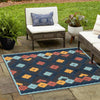 Caribbean Terrace Collection Area Rug -  Tobago Square Charcoal  lifestyle 110