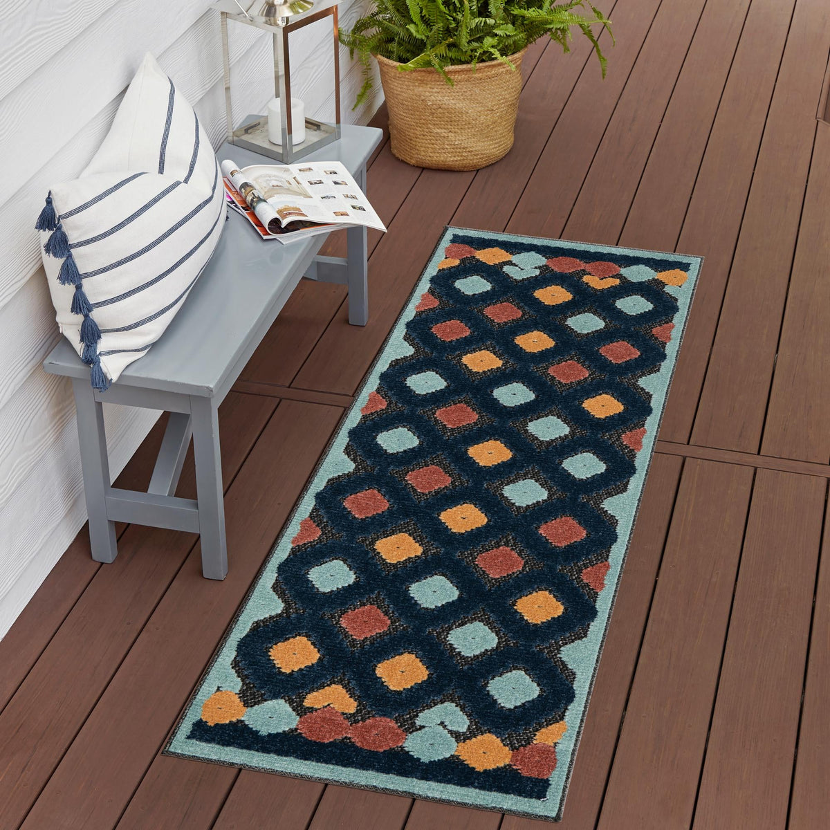 Caribbean Terrace Collection Area Rug -  Tobago Runner Charcoal  lifestyle 112