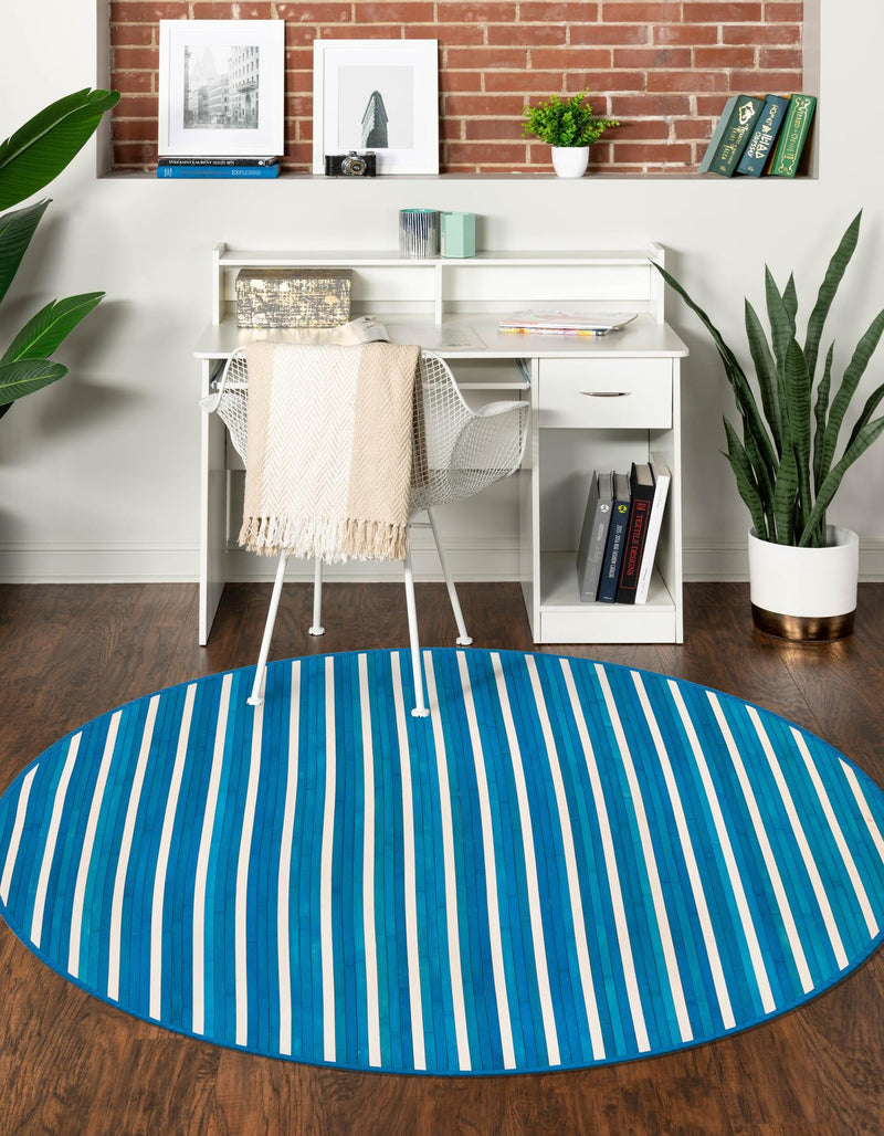 Serenity Pines Collection Area Rug - WhisperCreek Round Blue White  lifestyle 77