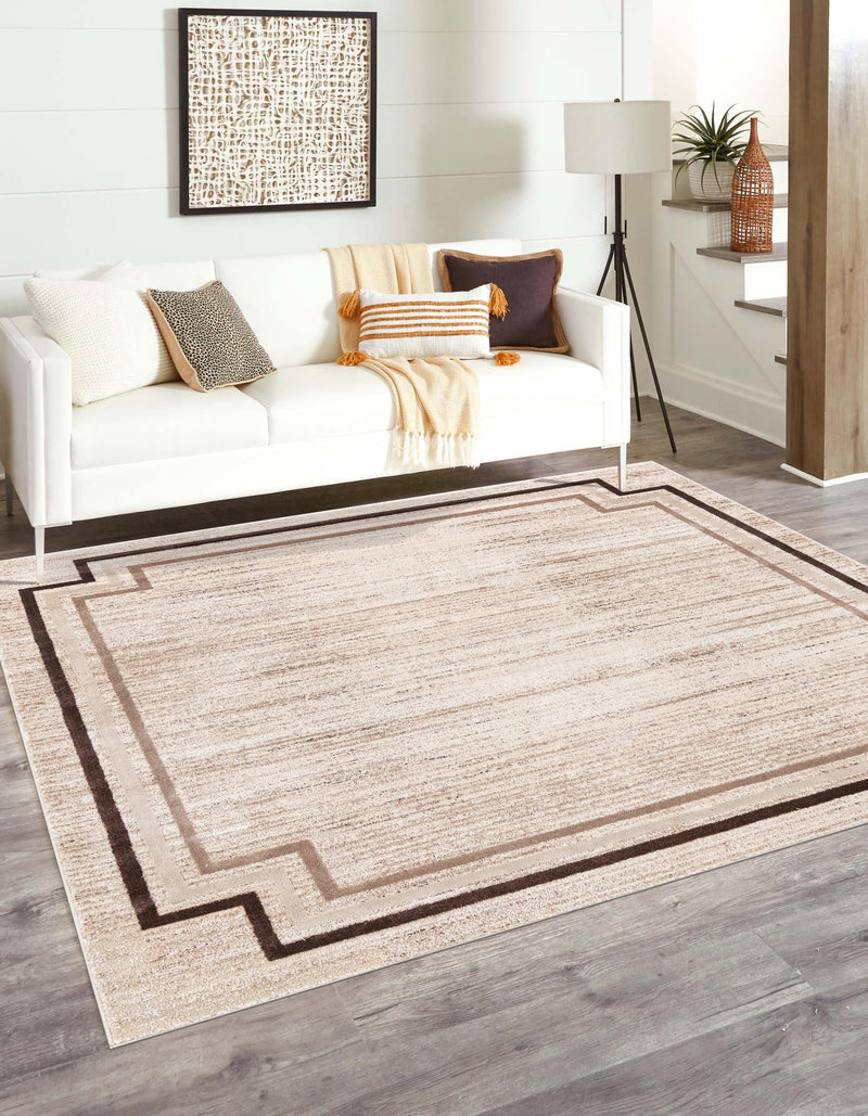 Serenity Sands Collection Area Rug -  Hushhaven Square Brown  lifestyle 40