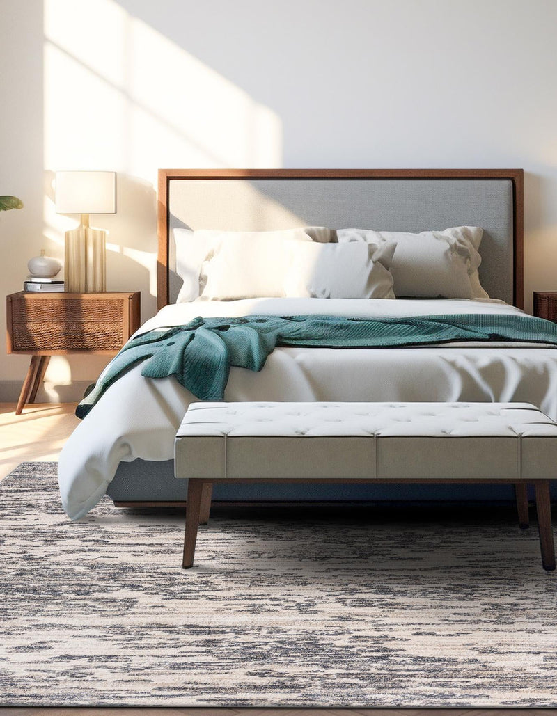 Serenity Sands Collection Area Rug - Dunescape Square Gray  lifestyle 74