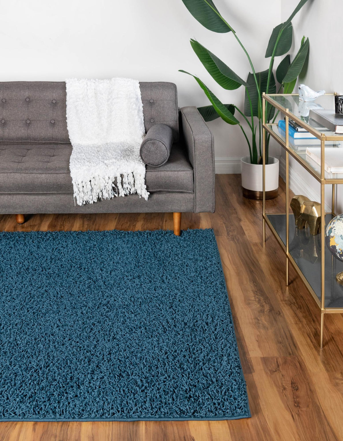 Cozy Haven Shag Collection Area Rug - Sanctuary Rectangle Sapphire Blue  lifestyle 4