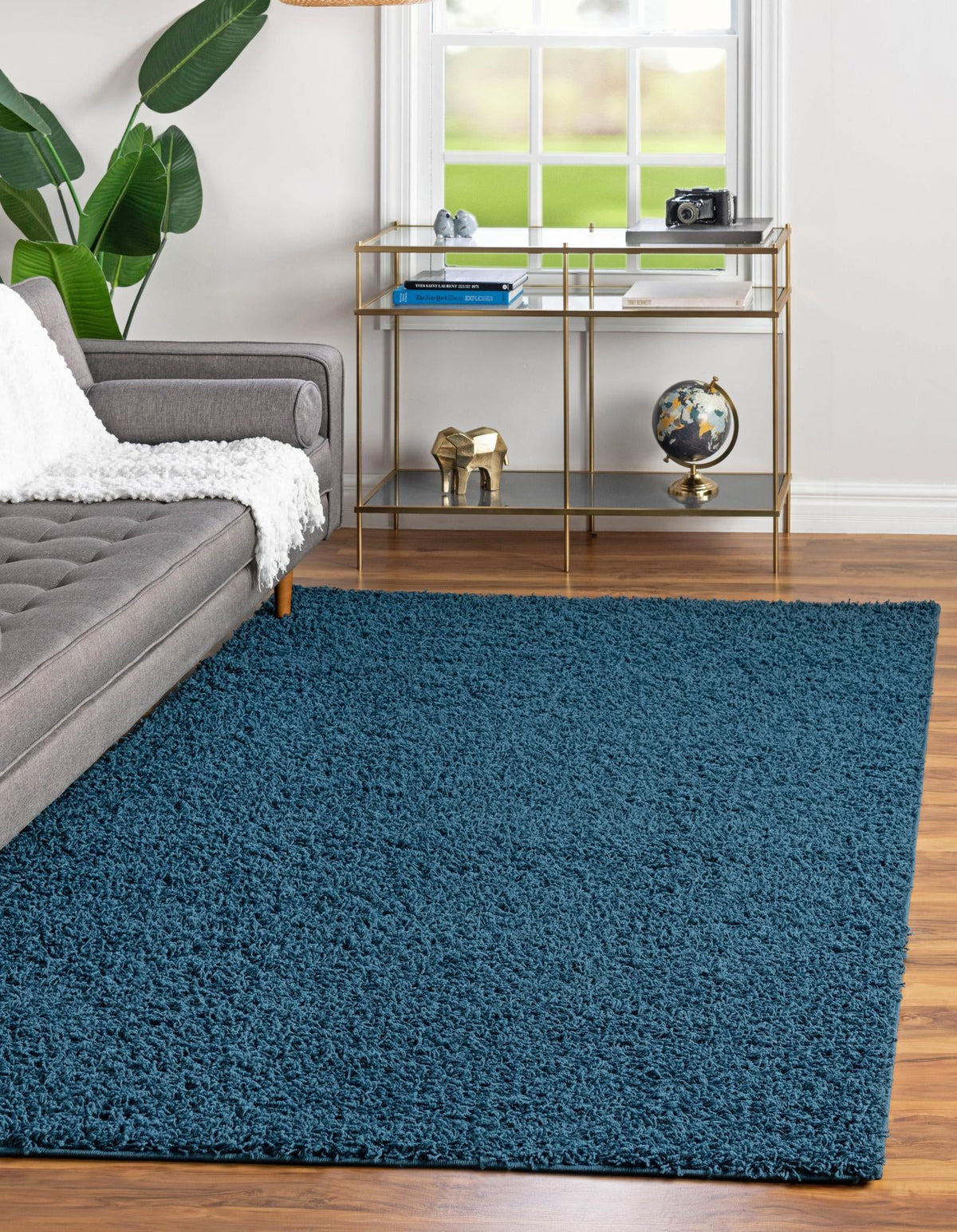 Cozy Haven Shag Collection Area Rug - Sanctuary Rectangle Sapphire Blue  lifestyle 7